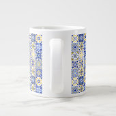 Elegant blue& white Portuguese Azulejo pattern  Grote Koffiekop (Achterkant)