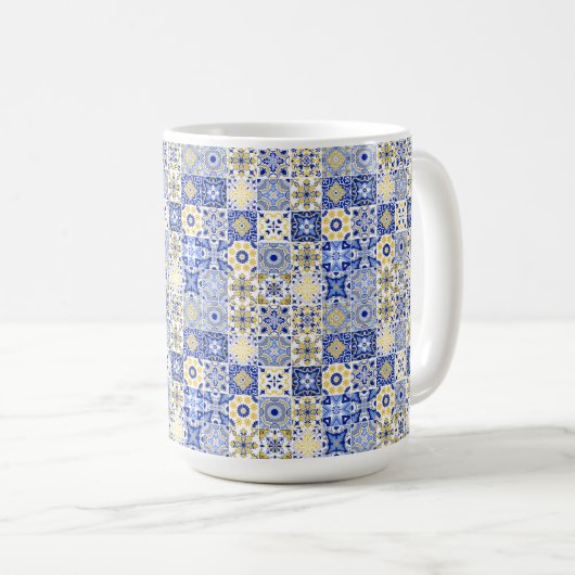 Elegant blue& white Portuguese Azulejo pattern  Koffiemok (Voorkant rechts)