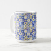 Elegant blue& white Portuguese Azulejo pattern  Koffiemok (Voorkant links)