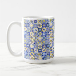 Elegant blue& white Portuguese Azulejo pattern  Koffiemok