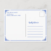 Elegant Blue White Rabbit CNY Spring Festival 春 Feestdagenkaart (Achterkant)