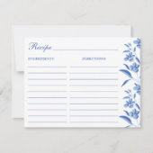 Elegant Blue & White Recipe Cards Notitiekaartje (Voorkant)