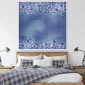 Elegant Blue & White Stretted Canvas Print (Insitu (Slaapkamer))