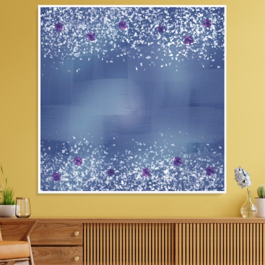 Elegant Blue & White Stretted Canvas Print (Insitu (Woonkamer))