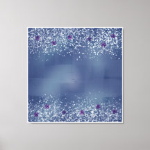 Elegant Blue & White Stretted Canvas Print