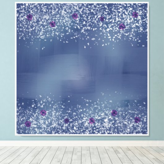 Elegant Blue & White Stretted Canvas Print (Insitu (Houten vloer))