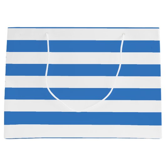 Elegant Blue White Stripes Sjabloon Moderne afbeel Groot Cadeauzakje (Voorkant)