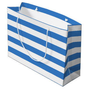 Elegant Blue White Stripes Sjabloon Moderne afbeel Groot Cadeauzakje