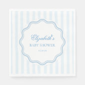 Elegant Blue White Stripes Wavy Scalloped Frame  Servet (Voorkant)