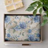 Elegant Blue & White Vintage Inspired Florals  Tissuepapier (Geschenk)