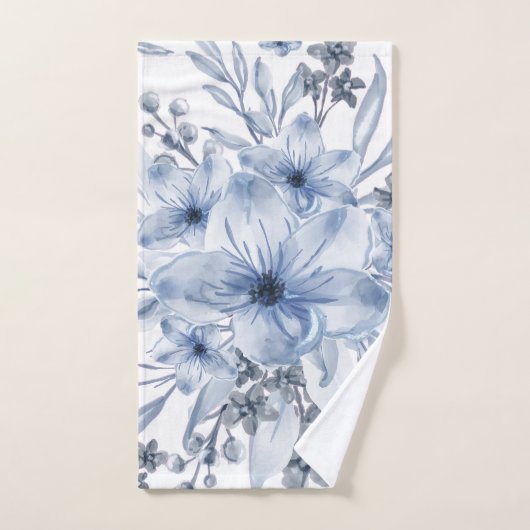 Elegant Blue White waterverf Floral Bad Handdoek (Handdoek)