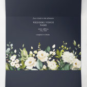 Elegant Blue & White Waterverf Floral Wedding Drieluik Uitnodiging (Binnenkant midden)