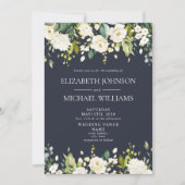 Elegant Blue & White Waterverf Floral Wedding Kaart (Voorkant)