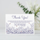 Elegant Blue White Wedding Bedankkaart (Staand voorkant)