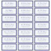 Elegant Blue White Wedding Guest Adresetiketten Sticker (Voorkant)