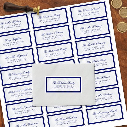 Elegant Blue White Wedding Guest Adresetiketten Sticker