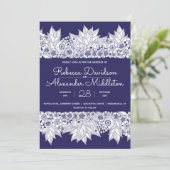 Elegant Blue White Wedding Kaart (Staand voorkant)