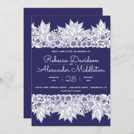 Elegant Blue White Wedding Kaart