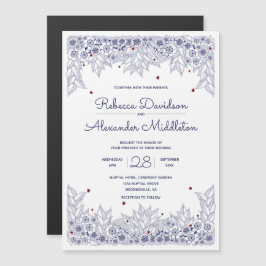 Elegant Blue White Wedding Magnetische Uitnodiging