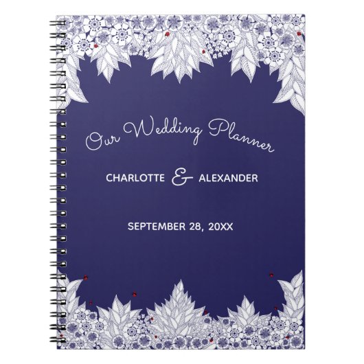 Elegant Blue White Wedding Notitieboek (Voorkant)