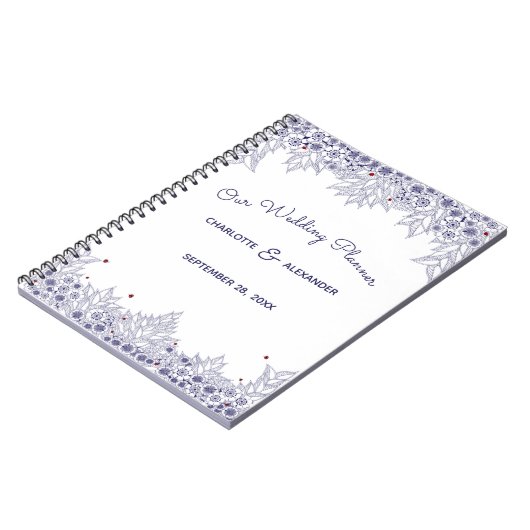 Elegant Blue White Wedding Planner Notitieboek (Linkerzijde)