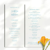 Elegant Blue White Wedding Programmakaart