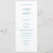 Elegant Blue White Wedding Programmakaart (Voorkant)