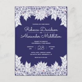 Elegant Blue White Wedding Uitnodiging Briefkaart