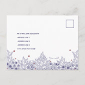Elegant Blue White Wedding Uitnodiging Briefkaart (Achterkant)