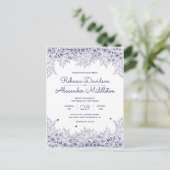 Elegant Blue White Wedding Uitnodiging Briefkaart (Staand voorkant)