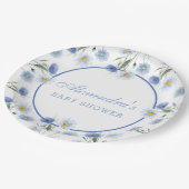 Elegant Blue Wildflower Boho Baby shower Papieren Bordje (Gekanteld)