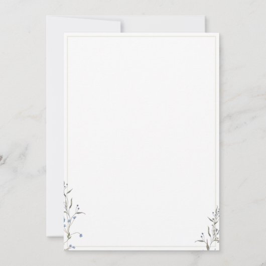 Elegant Blue Wildflower Coquette Bow Baby shower Kaart (Achterkant)