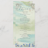 Elegant Blue Wildflower Frame Wedding Menu Card (Voorkant / Achterkant)