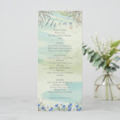 Elegant Blue Wildflower Frame Wedding Menu Card (Staand voorkant)