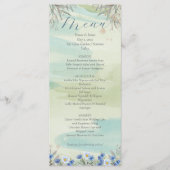 Elegant Blue Wildflower Frame Wedding Menu Card (Voorkant)