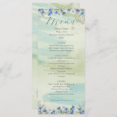 Elegant Blue Wildflower Frame Wedding Menu Card (Voorkant / Achterkant)