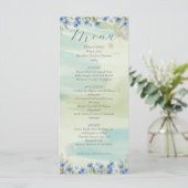 Elegant Blue Wildflower Frame Wedding Menu Card (Staand voorkant)