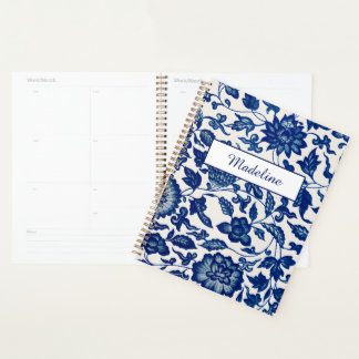 Elegant Blue Wildflower French Country Custom Name Planner