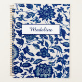 Elegant Blue Wildflower French Country Custom Name Planner (Voorkant)