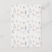 Elegant Blue Wildflower Ribbon Weddenschap Details Informatiekaartje (Achterkant)