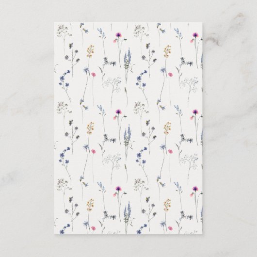 Elegant Blue Wildflower Ribbon Weddenschap Details Informatiekaartje (Achterkant)
