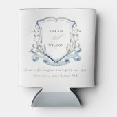 Elegant Blue Wildflower Waterverf Crest Wedding Blikjeskoeler (Voorkant)