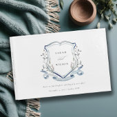 Elegant Blue Wildflower Waterverf Crest Wedding Gastenboek