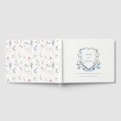 Elegant Blue Wildflower Waterverf Crest Wedding Gastenboek (Volledig)