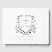 Elegant Blue Wildflower Waterverf Crest Wedding Gastenboek (Voorkant)