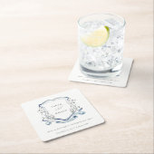 Elegant Blue Wildflower Waterverf Crest Wedding Kartonnen Onderzetters (Insitu)