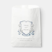Elegant Blue Wildflower Waterverf Crest Wedding N Bedankzakje (Voorkant)