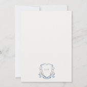 Elegant Blue Wildflower Waterverf Crest Wedding Notitiekaartje (Achterkant)