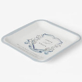 Elegant Blue Wildflower Waterverf Crest Wedding Papieren Bordje (Gebogen)
