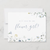 Elegant Blue Wildflower zal je mijn bloem meisje z Kaart (Voorkant)